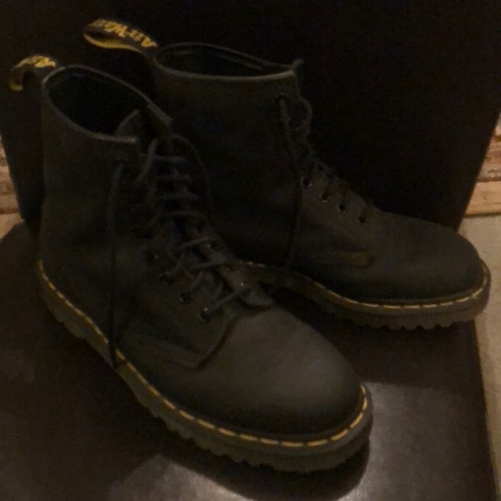 Dr Marten’s black boots, waterproof leather